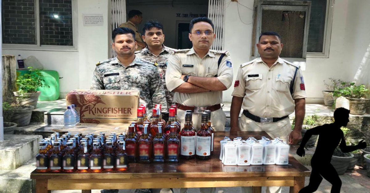 सरकारी गाड़ी देखते ही पिछले दरवाजे से भागा BJP पार्षद का पति!, वार्ड 31 में पुलिस की रेड, 8 पेटी शराब संग 2 गिरफ्तार